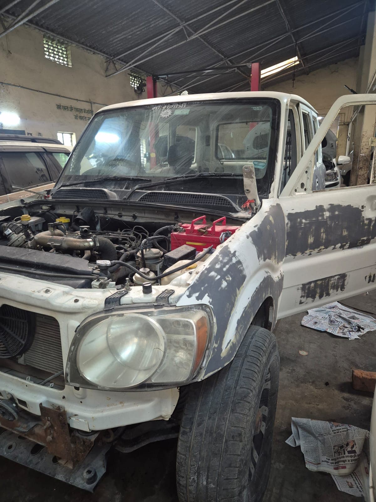 Mechanic working on engine